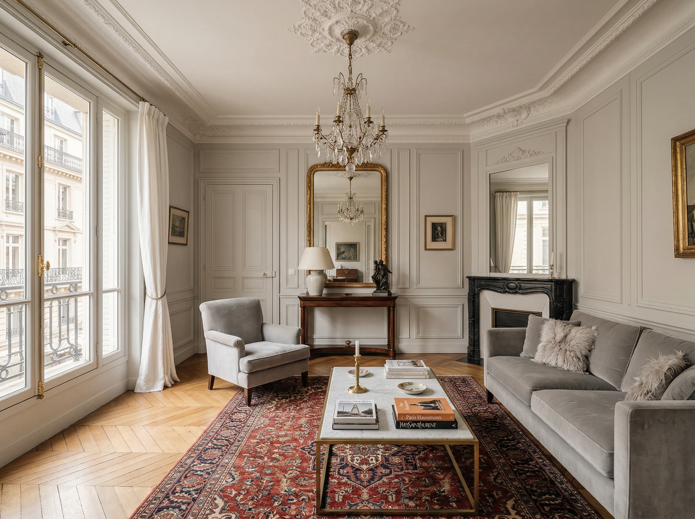 Séjour avec moulures